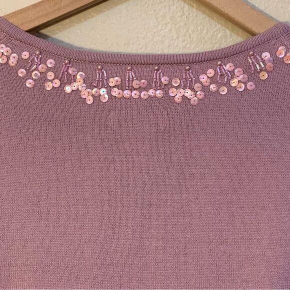 WORTHINGTON Sequence Bead Lavender Cardigan Faux Gem Buttons Women 1X. - Picture 8 of 12